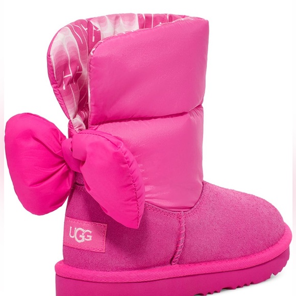UGG Other - 🆕PINK UGG Bailey Back Bow Girls Water-Resistant Maxi PUFFER Boot NWT Rock Rose